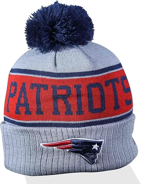 Unisex Adults Ne Patriots Winter Knit Beanie Hat One Size Grey Dark Blue