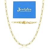 Jewlpire 14K Gold Plated 925 Sterling Silver Paperclip Chain Necklace for Women, 2.5mm 3mm Necklace for Women, Comfortable Women's Chain Necklaces 16 18 20 22 24 26 Inch