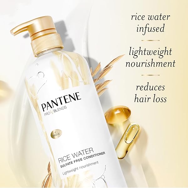 PANTENE CONDITIONER, WITH RICE WATER, PROTECTS NATURAL HAIR GROWTH, VOLUMIZING, FOR WOMEN, NUTRIENT INFUSED WITH VITAMIN B5, PRO-V BLENDS, 30.0 OZ