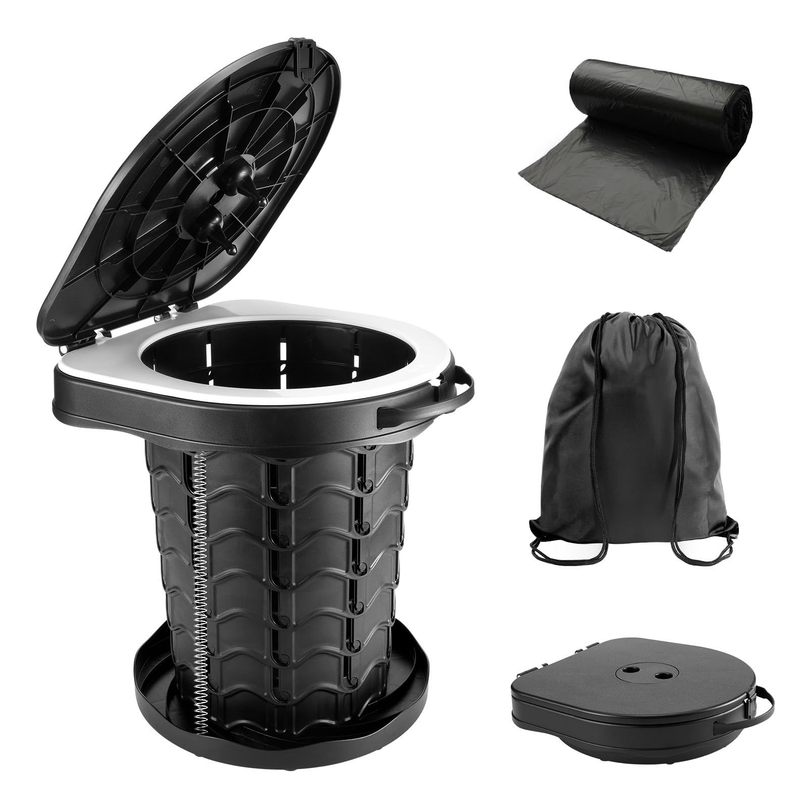 Folding Camping Toilet Portable with Bag - imodomio Portable Toilets for Adults with Lid, Seat & Toilet Bags, Outdoor Travel Toilets for Fishing, Hiking, Campervan, Caravan, Car, Festivals, Load 180kg