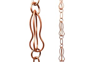 Rain Chains by JASINC 8.5 ft Aqua Strands Link Rain Chain Copper, to Replace Gutter Downspout, Water Diverter, JAS1002C