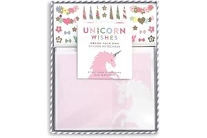 MRS.GROSSMANS Mrs. Grossman's Design Your Own Sticker Notecards Card Making Kit - includes 8 Cards, Envelopes, and Classic Stickers - Create DIY Thank You, Birthday, Greeting Cards (Unicorn Wishes)