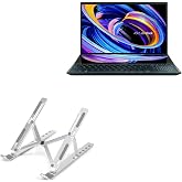 BoxWave Stand and Mount Compatible with ASUS ZenBook Pro Duo 15 (UX582) - Compact QuickSwitch Stand, Portable Multi Angle Viewing Foldable Riser - Metallic Silver