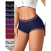 ASIMOON Women's Cotton Underwear Mid Waisted Ladies Panties Soft Breathable Full Coverage Briefs 5 Pack