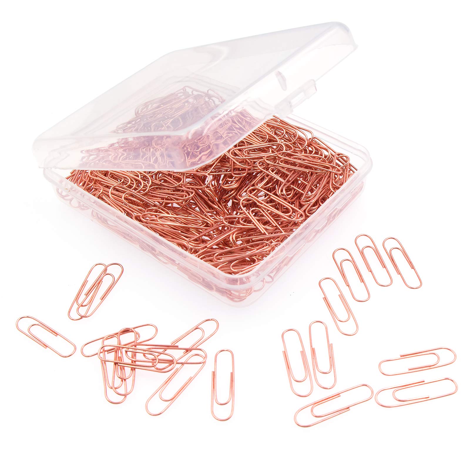 VAPKER Rose Gold Paper Clips 400pcs Smooth Finish Steel Wire 28mm/1.1'' Small Paper Clip for Kids Girls Women Home Office Schools Supplies (Medium Size, 28mm)