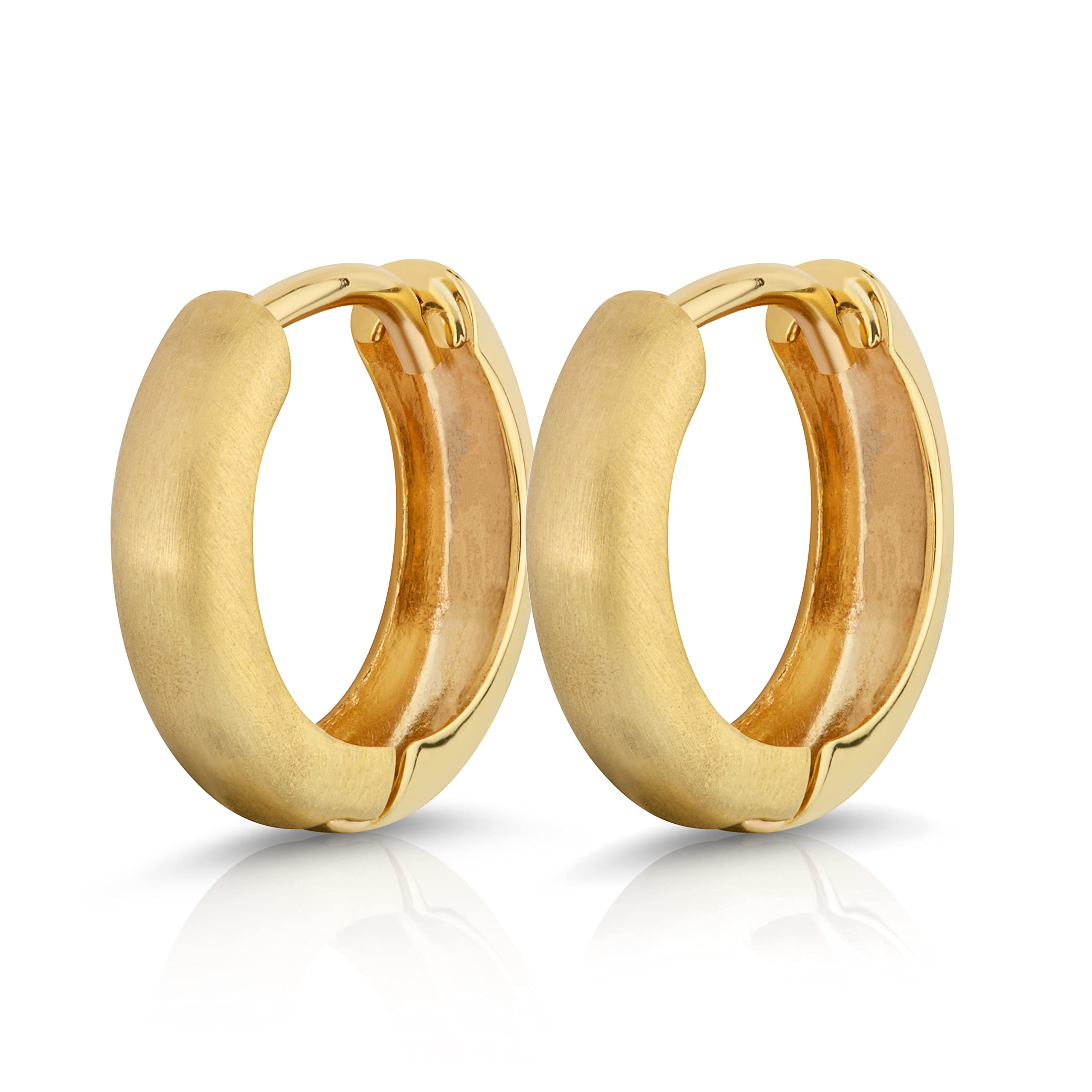 NKlaus Pair gold Folding Stud Earrings 12,2 X 3,2mm Partially Matted Round 4924