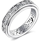 CUPENDA Anxiety Ring Sterling Silver Daisy Flower Ring Fidget Spinner Ring Fidget Jewelry for Women Size 7 8
