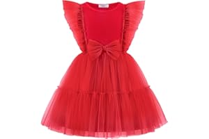 Arshiner Toddler Tutu Dress Girls Tulle Ruffle Bowknot Dresses Summer Wedding Birthday Party Formal Princess Dress 2-6T