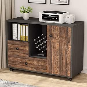 Tribesigns Archivador Lateral Móvil Archivador con 2 Cajones Gran