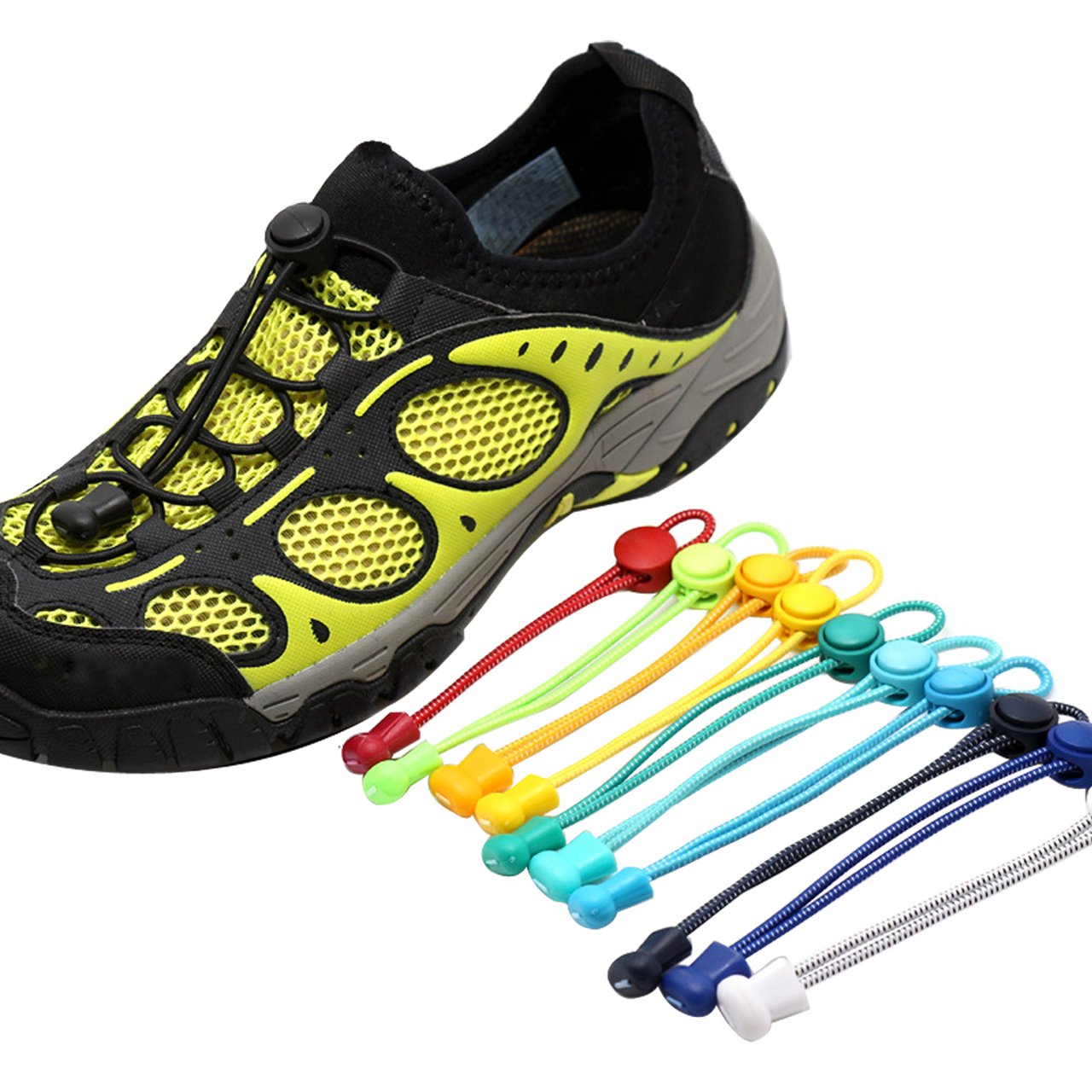 Faleto Lazy No Tie Elastic Shoelaces that Lock, Replacement Elastic Running Shoelaces for Mens, Womens, Seniors & Kids Shoes, Cleats, Boots (Black)