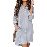 MINTLIMIT Womens Button Down Shirt Dress Long Sleeve Loose Spring Summer Casual Shirt Dresses with Pockets 2025 Trendy