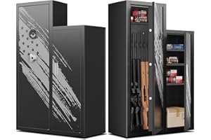 Xyvaly Gun Safe, Gun Safe for Rifles and Pistols, Quick Access Rifle Safe, Gun Cabinet and Metal Storage Cabinet, Gun Safes & Cabinets, Guns Safes with Pistol Pouches
