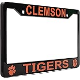 EliteAuto3K Clemson Tigers License Plate Frame Cover – Black – 12.25” x 6.25” - Ideal Gift for Sports Fans & Supporters – Slim Design