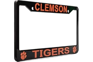 EliteAuto3K Clemson Tigers License Plate Frame Cover – Black – 12.25” x 6.25” - Ideal Gift for Sports Fans & Supporters – Slim Design