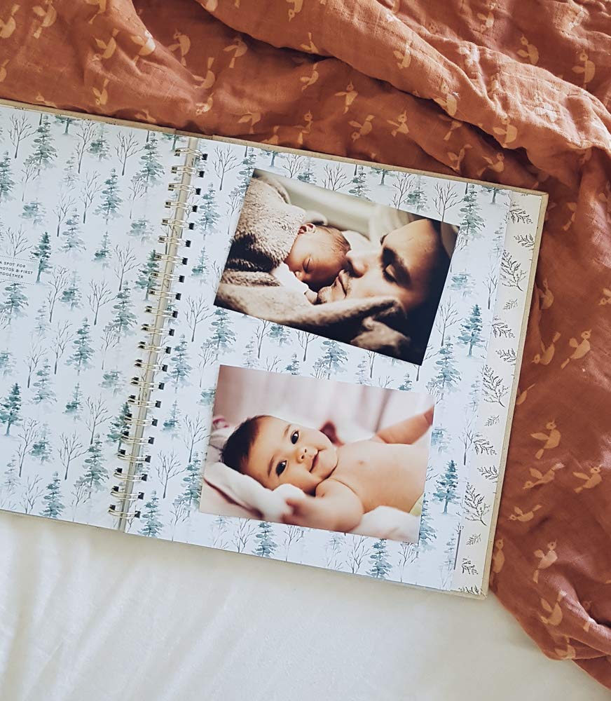 Unisex Baby Memory Book | Minimalist Baby First Year Keepsake for Milestones | Baby Books First Year Memory Book | Simple Baby Scrapbook for Boy Girl Milestones | 60 Pages Natural Linen Wild - Peachly : Baby
