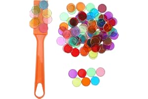 TCHENSWZ Magnetic Bingo Wand with Metal Ringed Chips for Counting School/Game Chips Plastic Markers Education Tool for Students,orange, Orange(1 Pack)