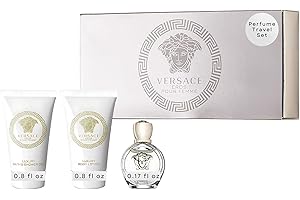 Versace Eros Pour Femme Perfume for Women Travel Mini Gift Set- EDP, Shower Gel, Body Lotion