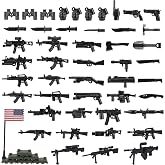HIMIRICH Military Weapons Pack Accessories Kits Toys, Army Equipment Gear WW2 Guns for Boys 6+, Compatible with Mini Figure of Major Brand(U.S. Basic Weapons Toys)