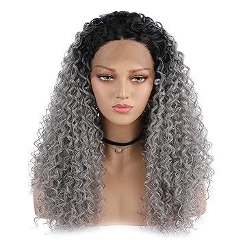 Clearance Inkach Ombre Grey Lace Front Wig Women Short