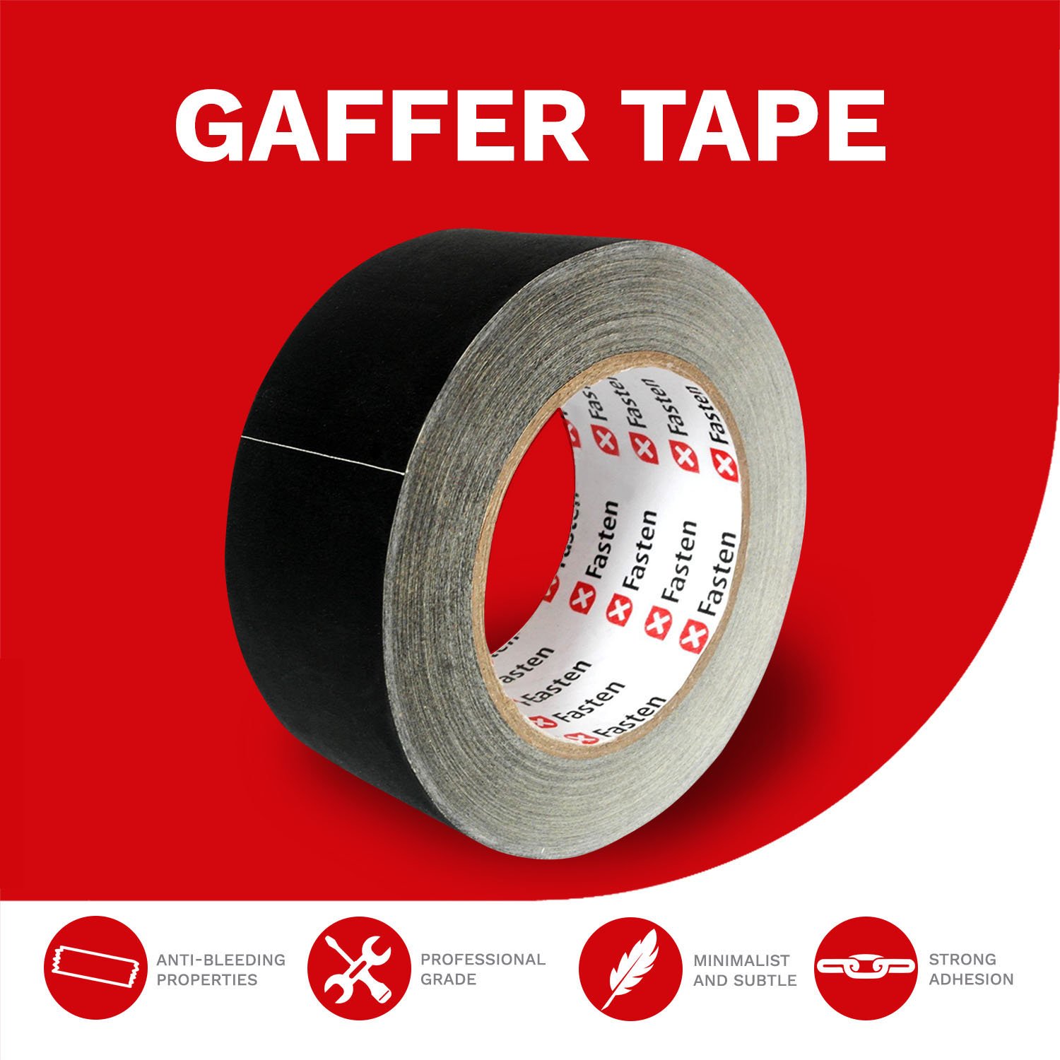 XFasten Professional Grade Gaffer Tape, 2 Inch X 30 Yards (Black