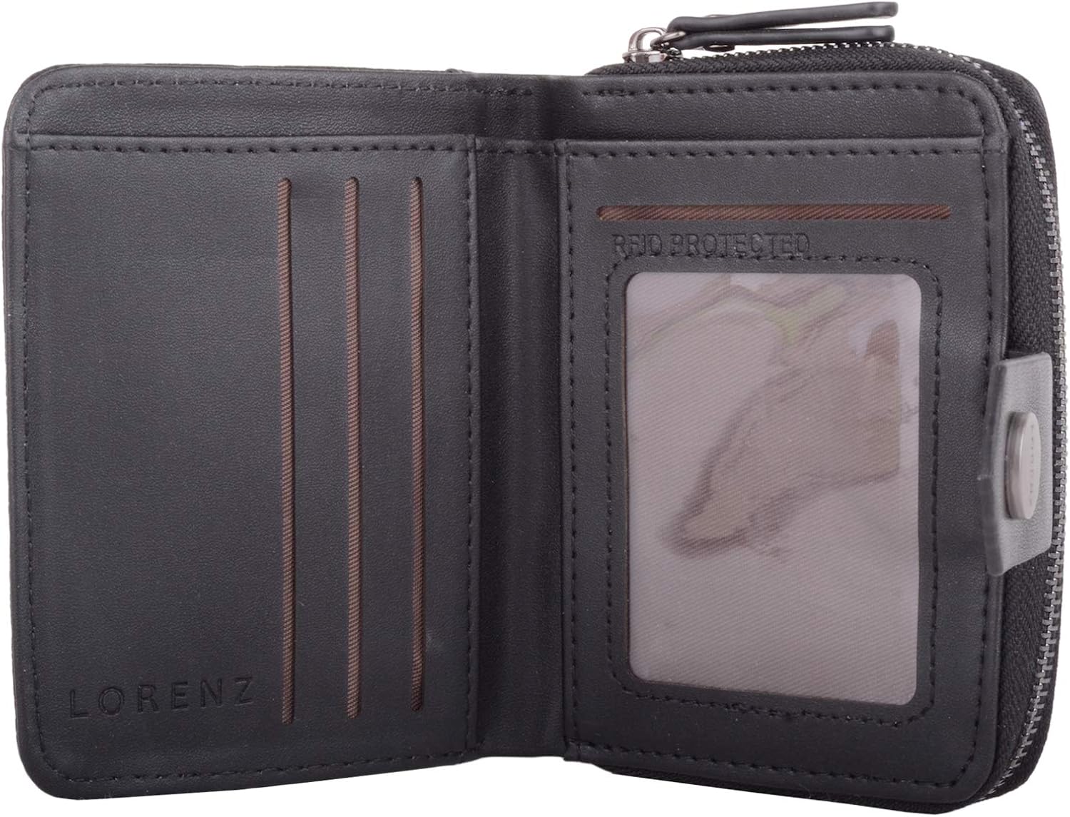 Valita Womens Small Woven Look Bi-Fold RFID Protected Money/Credit Card Purse - Black - Image 4