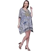 Miss Lavish London Women’s Plus Size Short Kaftan Cover Up Dress, Resort Wear Caftan, Summer Cruise Vacation Swim Coverup