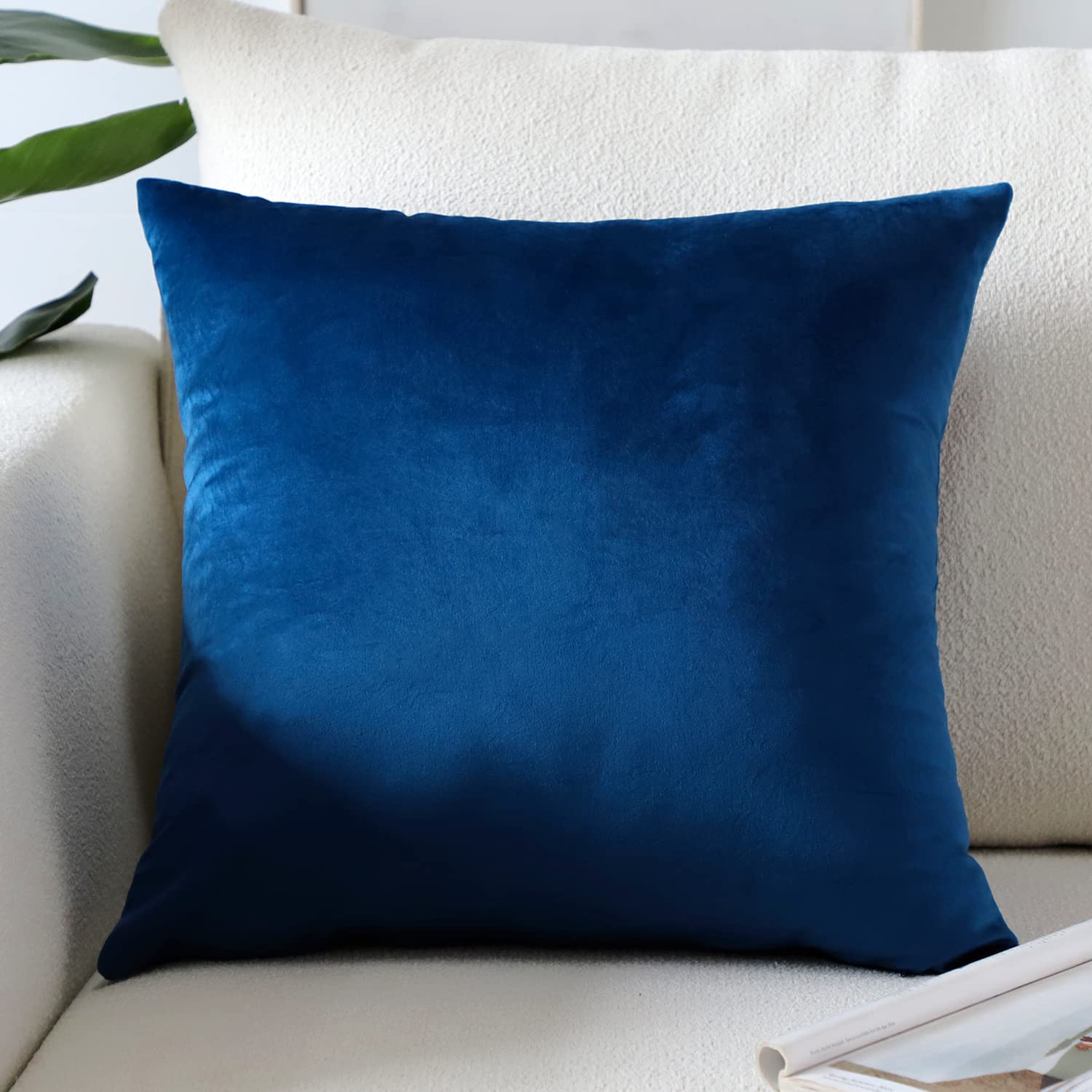 Photo 1 of Artscope Luxury Velvet Pillow Covers Super Soft Decorative Square Throw Pillow Covers Case Cushion Covers for Sofa Couch Bedroom Car Decor 16x16 Inch Navy Blue