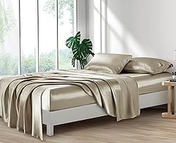 Lanest Housing Silk Satin Sheets, 4-Piece Queen