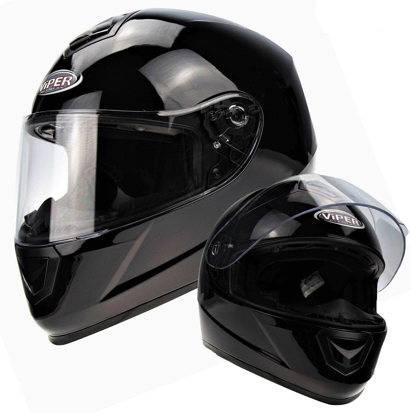 Viper RS-250 Helmet Plain Black Full Face Commuting Integral Men Women Racing Track Touring ECE Homologated Bike Wear (L (59-60 CM))
