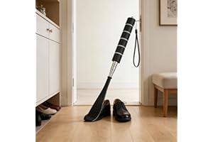 1 pcs Shoe Horn Long Handle Retractable Telescopic Shoehorn Foldable Shoehorn Shoe Puller Adjustable Shoe Aids（Black