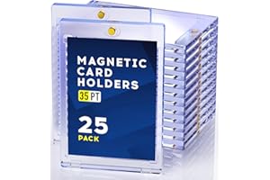 BASTHALAN 25ct Magnetic Card Holder for Trading Cards, 35pt One Touch Card Holder, Card Protectors Hard Plastic, Magnetic Card Case for Sports Card, Baseball Card Holders, Display Case for Standard Cards
