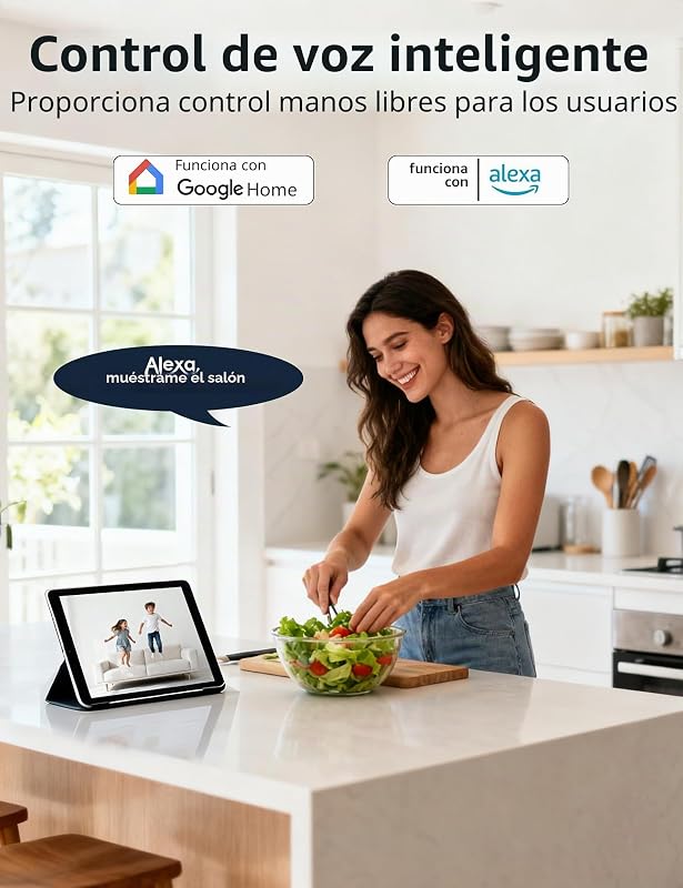 Cámara de Vigilancia WiFi Interior, 1080P FHD Cámara para Bebé/Mascotas con Detección de Movimiento y Sonido IA, Visión Nocturna, Audio Bidireccional, App, Alexa y Google Home, 2-Pack