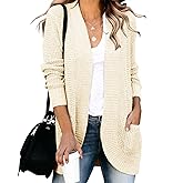 Saodimallsu Womens Loose Open Front Cardigan Long Sleeve Casual Lightweight Soft Knit Sweaters Coat with Pockets