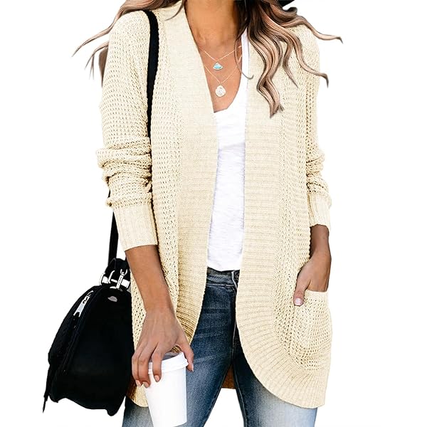 MEROKEETY Womens 2025 Fall Long Sleeve Open Front Cardigans