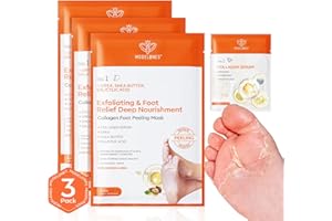 Modelones Foot Peel Mask 3 Pack, Exfoliating Foot Mask for Dry Cracked Feet, Callus Dead Skin Remover for Feet Nail