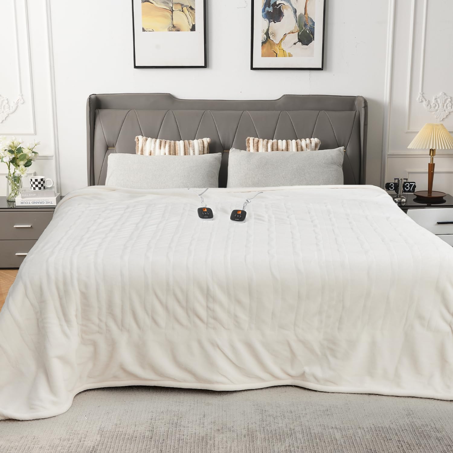 Photo 1 of WOOMER Heated Blanket King Size,Durable Flannel and Soft Sherpa,Dual Control,84” × 90” Electric Blanket, 10 Heat Levels&0.5-12h auto-Off, Overheat Protection,Energy Efficient