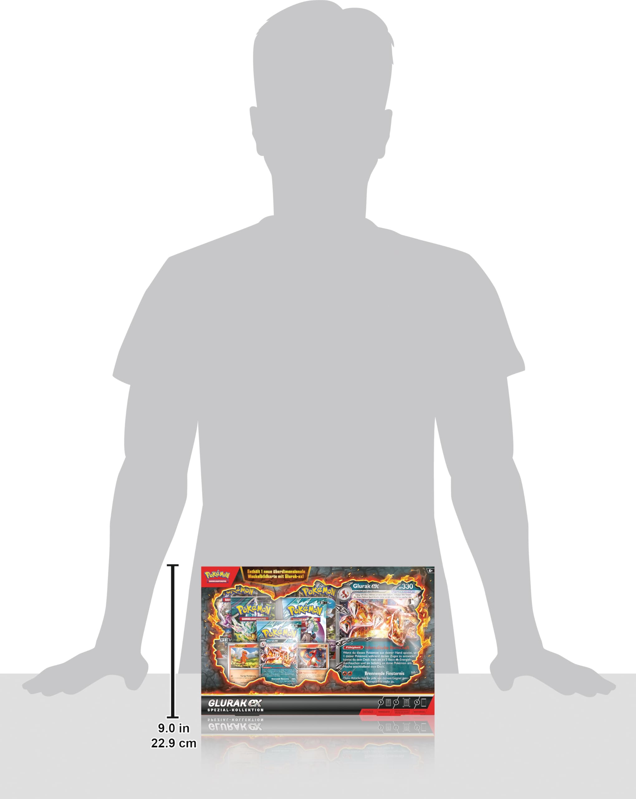 Pokémon-Sammelkartenspiel: Spezial-Kollektion Glurak-ex (1 holografische Promokarte, 2 holografische Karten, 1 überdimensionale Wackelbildkarte & 5 Boosterpacks) 5