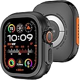 Amizee 2 in 1 Metal Case Compatible with Apple Watch Ultra 3/2/1 49mm with Back Cover, Rugged Shockproof Protective Bumper Cover for iWatch 49mm, Black