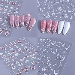 8 Sheets Pink Glitter Flower French Tip Nail