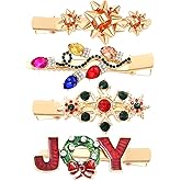 4/5PCS Christmas Hair Clips for Women Rhinestone Snowflake Hairpin Christmas Bulb Light JOY Alligator Hair Clip Set Holiday Hair Accessories Festive Gift (Style A)