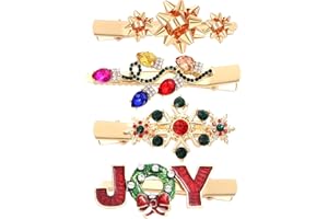 NVENF 4/5PCS Christmas Hair Clips for Women Rhinestone Snowflake Hairpin Christmas Bulb Light JOY Alligator Hair Clip Set Holiday Christmas Hair Accessories Festive Gift (Style A)