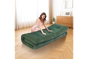 cidludto Japanese Floor Futon Mattress Twin Size，4" Futons Sofa Couch Bed, Floor Mattress for Adults, Thicker Tatami Mat Sleeping Pad Foldable, Floor Futons Cushions, Green
