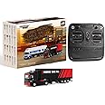 FLYCOLOR Turbo Racing 1:76 C50 RTR Tractor Remote Control Truck Four-Wheel Drive Simulated Headlights 10CH Minicar Model(Black-Red)