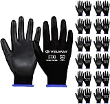 Velway 12 Pairs Safety Work Gloves PU Coated Non-Slip EN388 Size XL 10