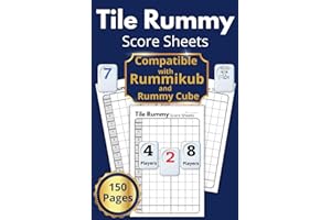 Tile Rummy Score Sheets: Compatible With Rummikub & Rummy Cube | 150 Pages Score Pads | Up To 8 Players | 6x9 Inches Clear De