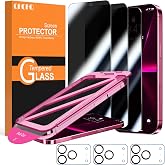 QHOHQ for iPhone 18 Pro Max Privacy Screen Protector, 9H+ Tempered Glass | 3+3 Pack, Anti Spy, with Camera Lens Protector, Auto-Align Bubble Free Installation,Military Grade Shatterproof,Case Friendly