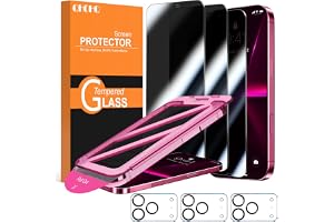 QHOHQ for iPhone 18 Pro Max Privacy Screen Protector, 9H+ Tempered Glass | 3+3 Pack, Anti Spy, with Camera Lens Protector, Au