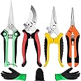 4 Pack Garden Shears Scissors,Pruning Shears, pruning shears for gardening Stainless Steel Blades, Gardening Clippers Hand Pruner With a Gardening Gloves((Red Yellow Blue Orange)