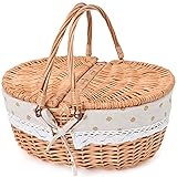 Wicker Picnic Basket with Removable Liner Empty