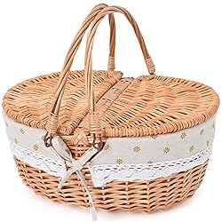 Wicker Picnic Basket with Removable Liner Empty